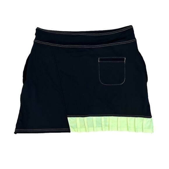 Antigua Golf Pleated Athletic Skort Black Yellow w Pockets Size L - Picture 2 of 11